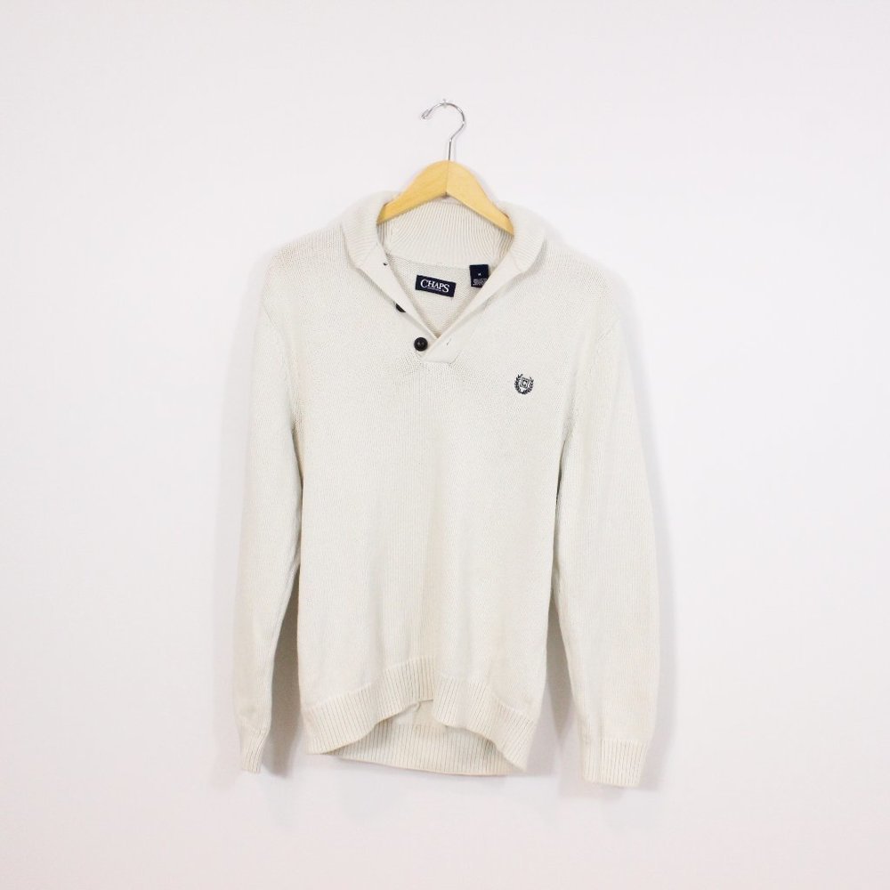 *Chaps 3/4 Button Cream Sweater